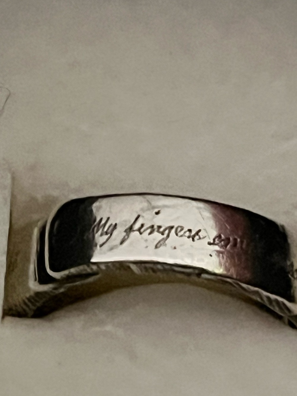 Jeanine Payer Polished Silver ring with engraved quote by William Blake 7